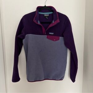 Patagonia Synchilla Dark Light Purple Two Tone Fleece Pullover Size XS Women’s